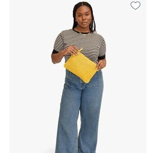 Clare V. Flat Clutch w/ Tabs - Dandelion Rattan